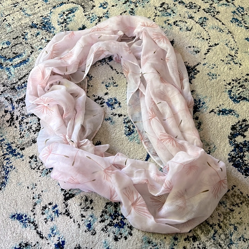 Light pink floral infinity scarf